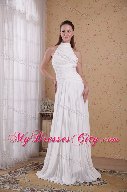 High-neck Floor-length Wedding Dress with Peekaboo Keyhole