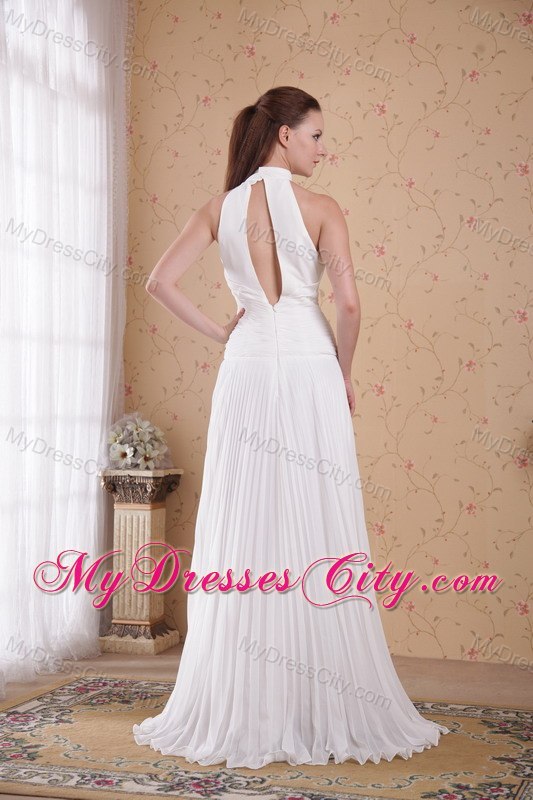 High-neck Floor-length Wedding Dress with Peekaboo Keyhole