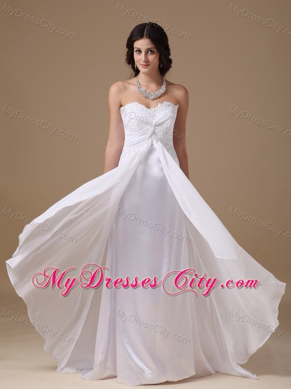 Empire Sweetheart Floor-length Wedding Dress with Lace Bodice