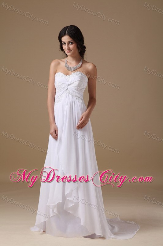 Empire Sweetheart Floor-length Wedding Dress with Lace Bodice