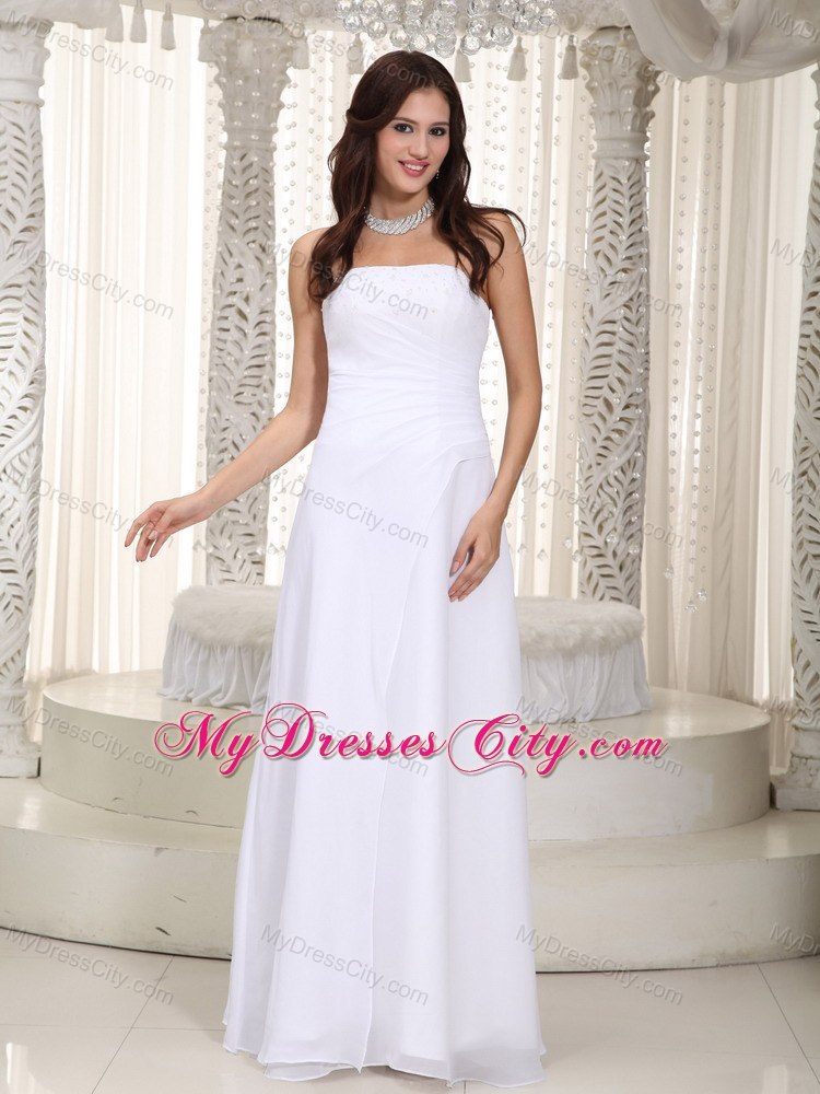 Beautiful Empire Strapless Chiffon Beaded Summer Bridal Gown