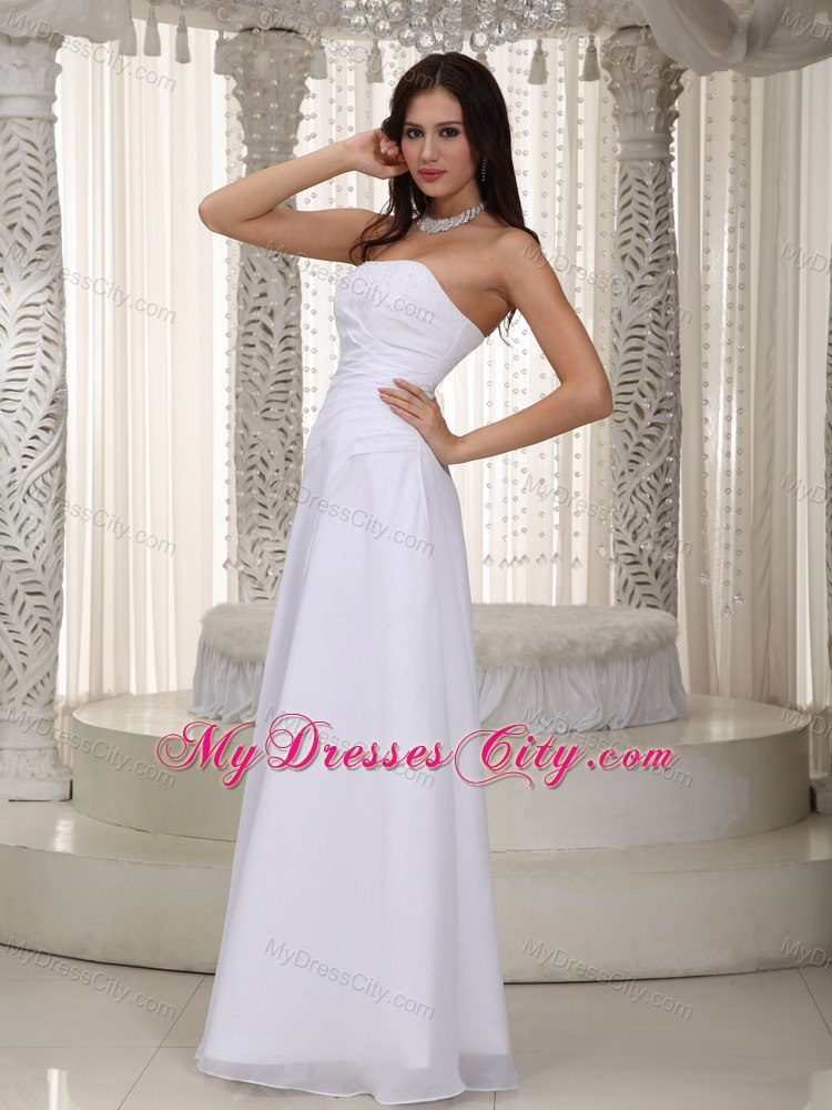 Beautiful Empire Strapless Chiffon Beaded Summer Bridal Gown