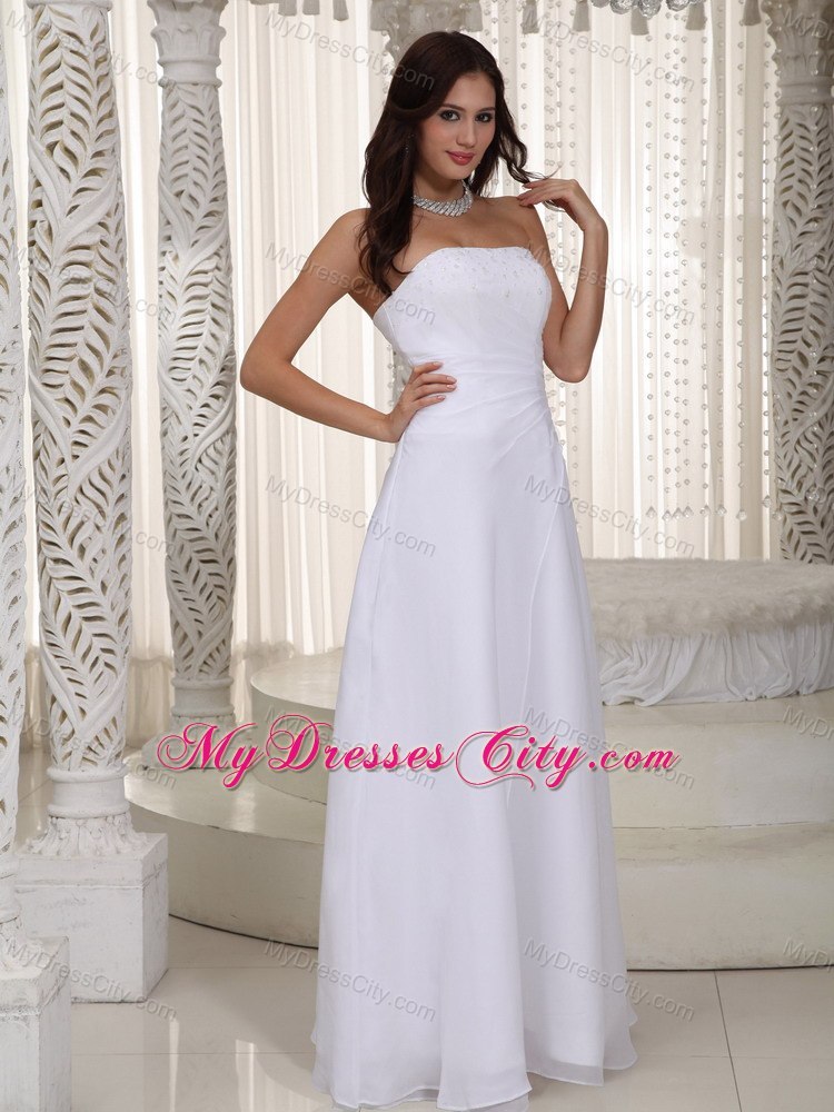 Beautiful Empire Strapless Chiffon Beaded Summer Bridal Gown