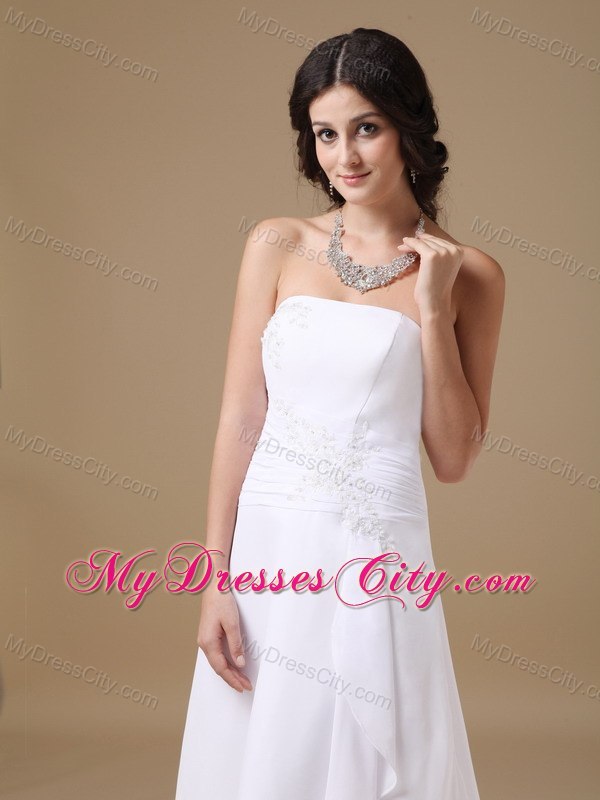 Strapless High-low Appliques Bridal Dress for Garden Wedding