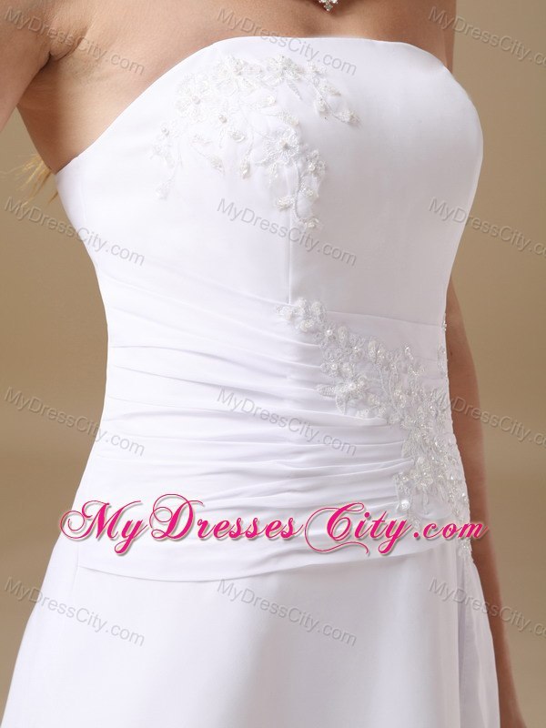 Strapless High-low Appliques Bridal Dress for Garden Wedding