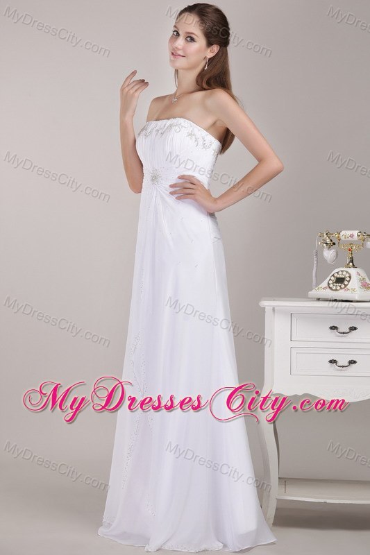 Empire Strapless Floor-length Chiffon Beaded Wedding Dress