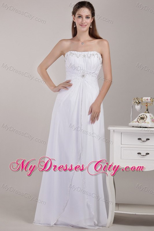 Empire Strapless Floor-length Chiffon Beaded Wedding Dress