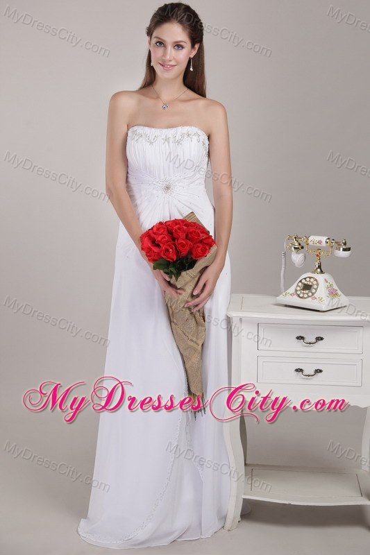 Empire Strapless Floor-length Chiffon Beaded Wedding Dress