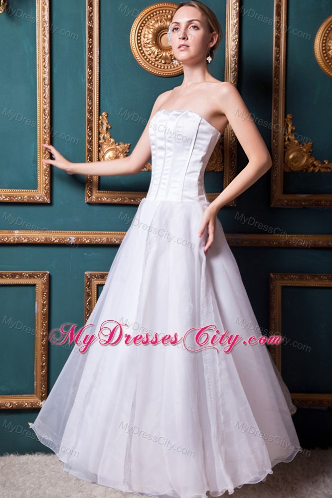 A-line Strapless Floor-length Wedding Dress for Beach Wedding