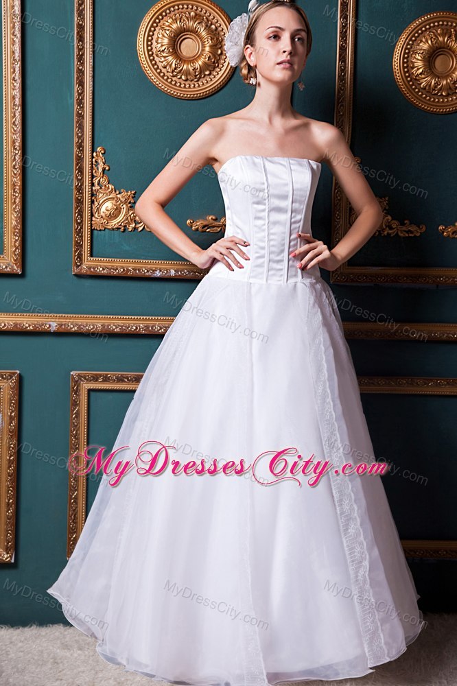 A-line Strapless Floor-length Wedding Dress for Beach Wedding