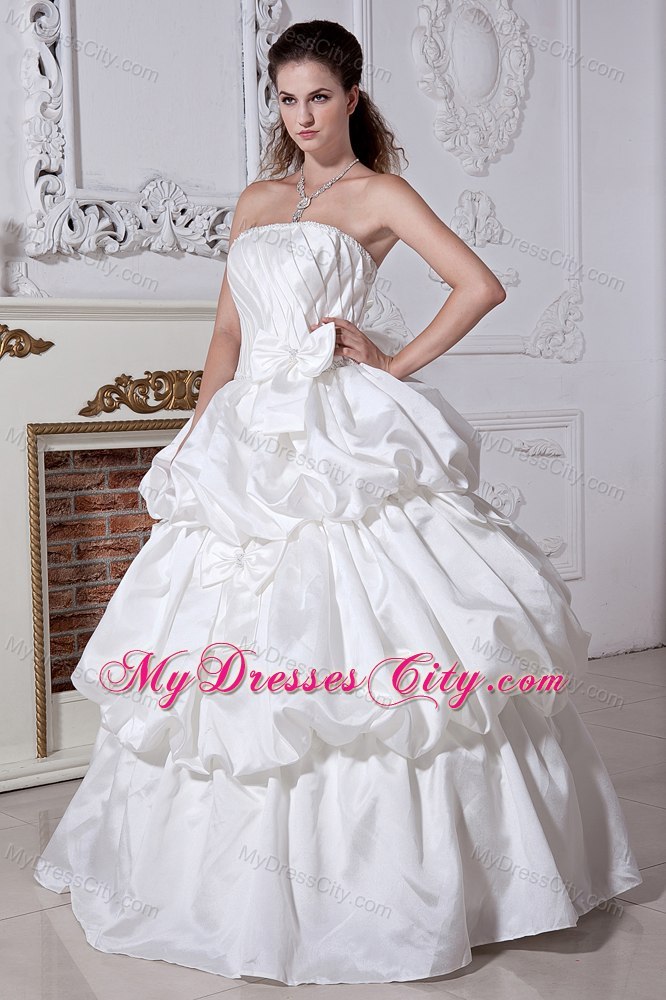 Strapless Floor-length Wedding Dress with Beading and Bows