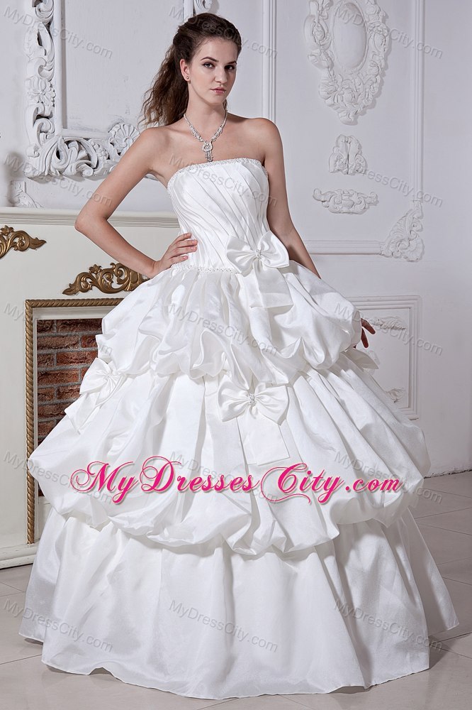 Strapless Floor-length Wedding Dress with Beading and Bows