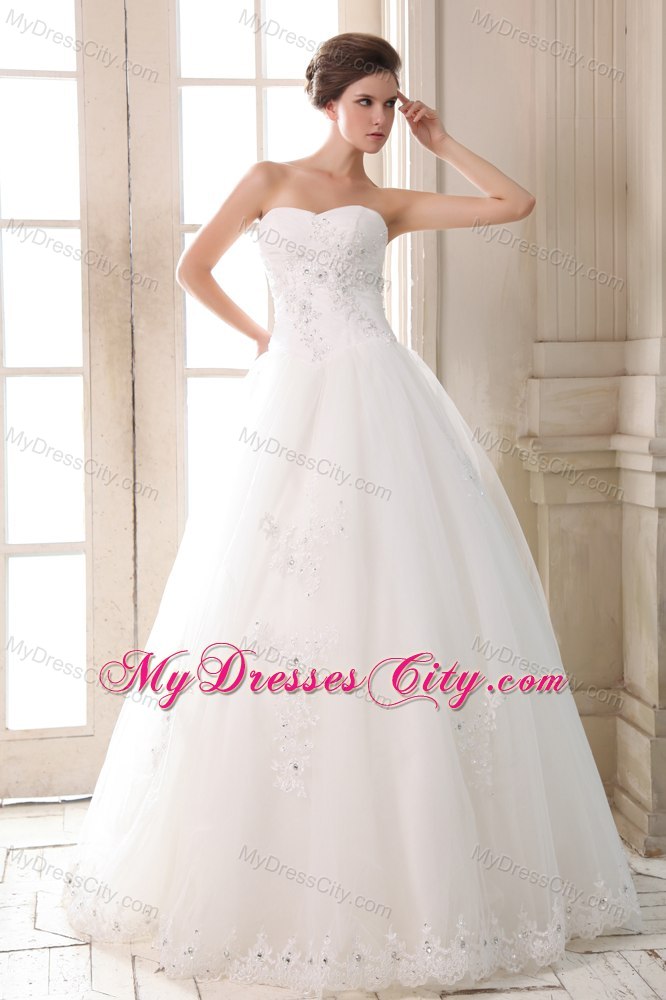 Sweetheart Beading and Appliques Wedding Anniversary Dress