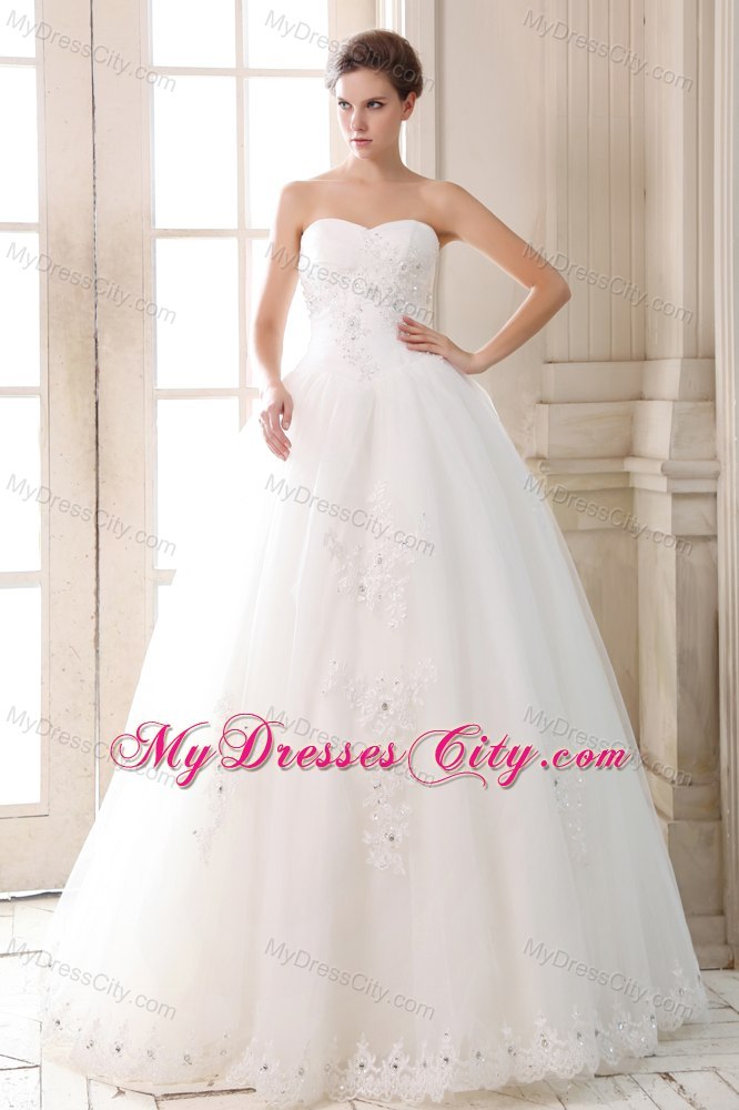 Sweetheart Beading and Appliques Wedding Anniversary Dress