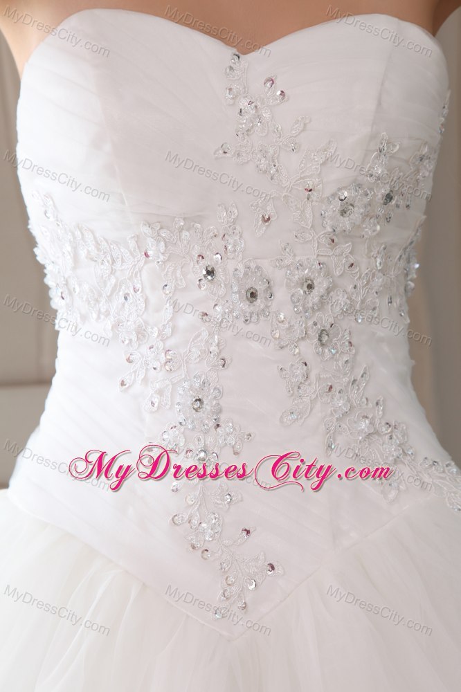 Sweetheart Beading and Appliques Wedding Anniversary Dress