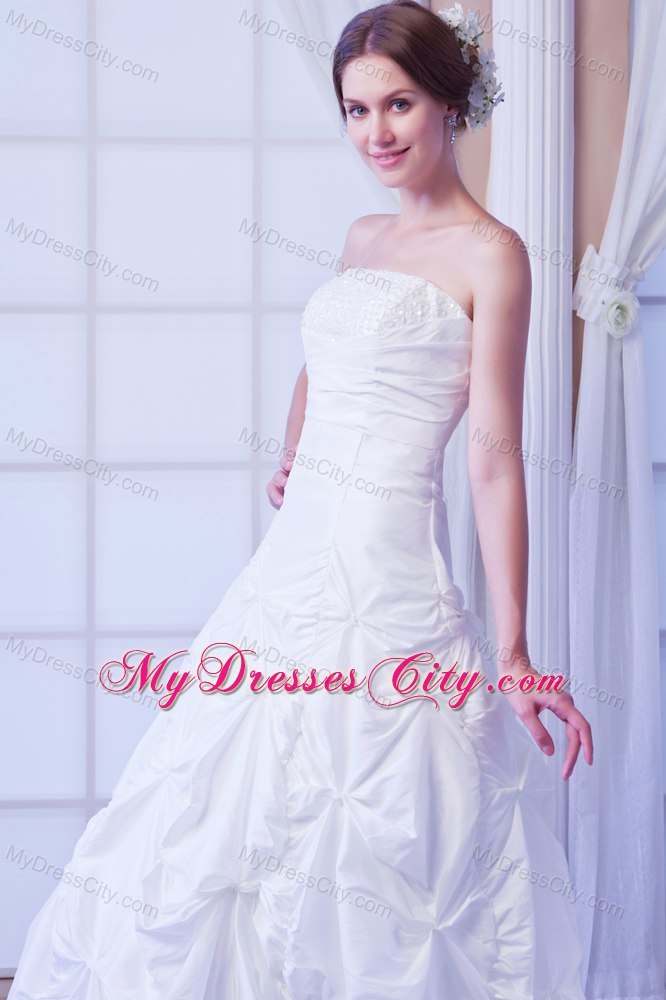 Taffeta and Sequins Strapless A-line Ankle-length Bridal Gown