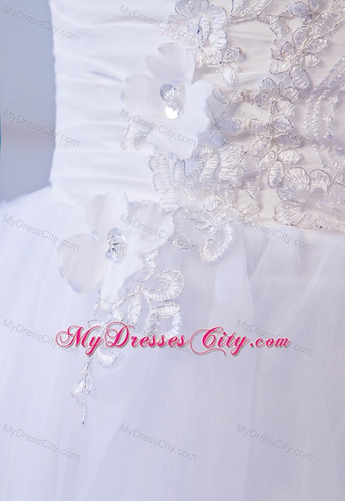 Sweetheart A-line Mini-length Organza Bridal Dress with Appliques