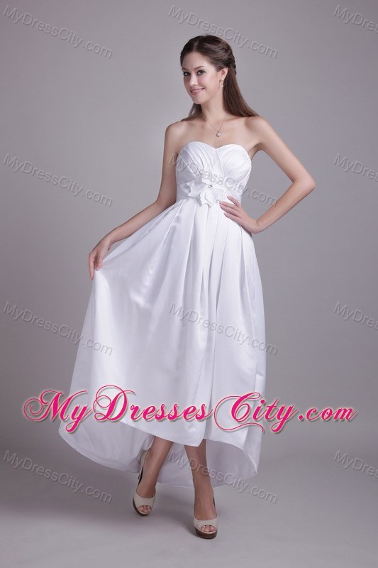 Taffeta Empire Ankle-length Sweetheart Flower Wedding Dress