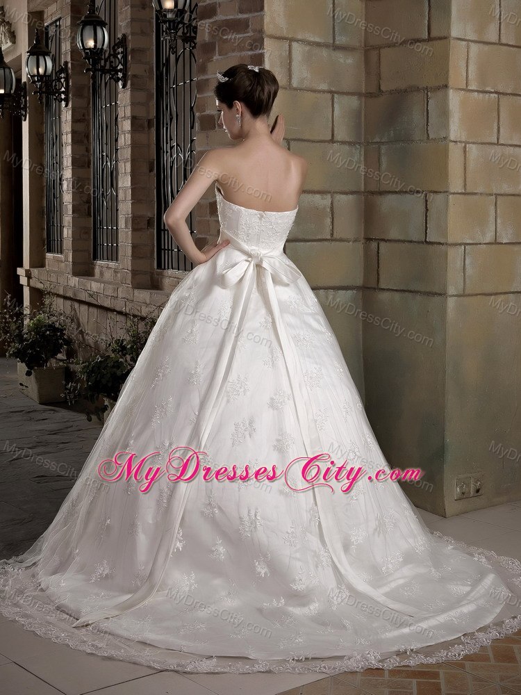 Taffeta and Lace Gorgeous Belt A-line Sweetheart Wedding Dress