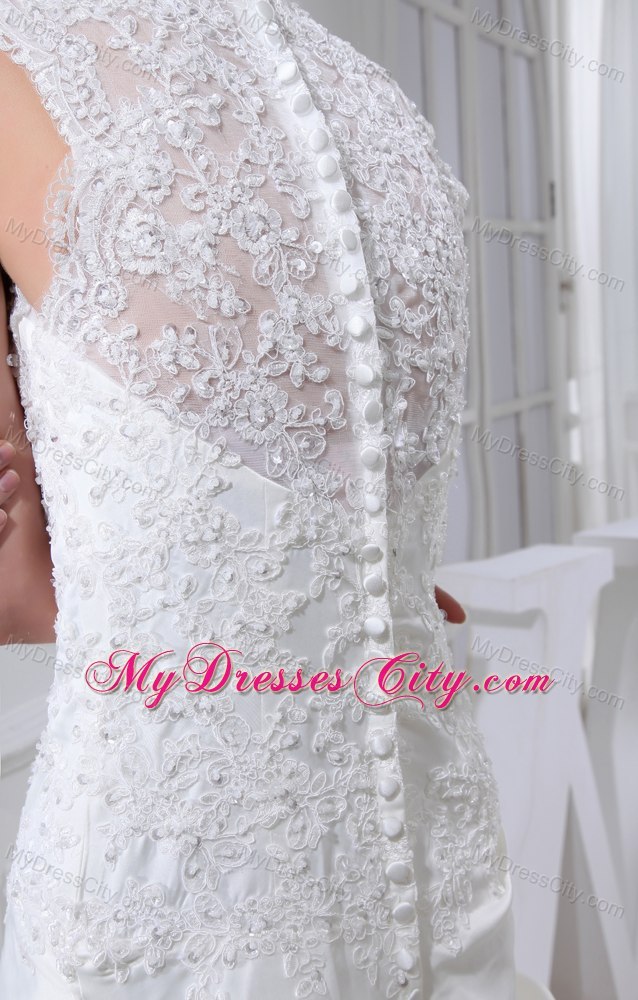 Elegant Mermaid Lace Pick-ups V-neck Wedding Anniversary Dress