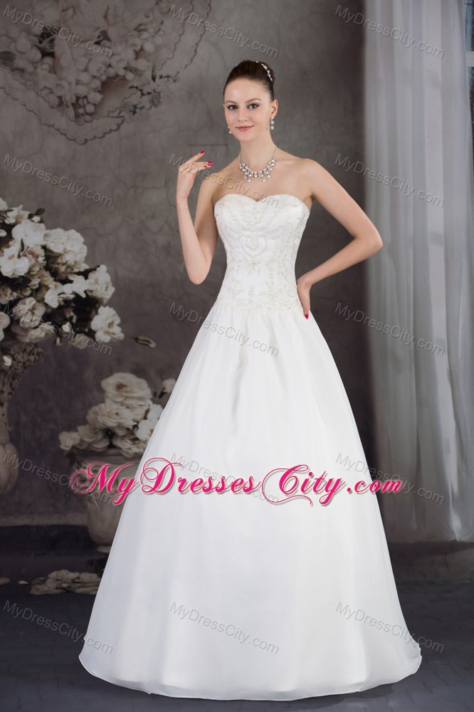 A-line Sweetheart Organza Beading Wedding Anniversary Dress