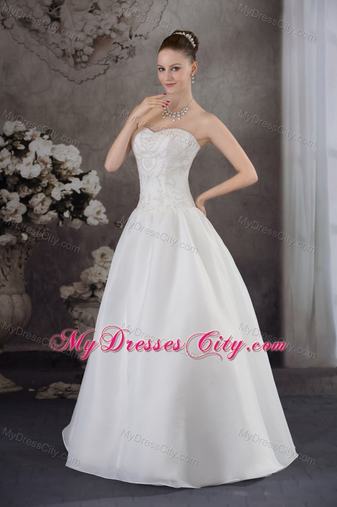 A-line Sweetheart Organza Beading Wedding Anniversary Dress