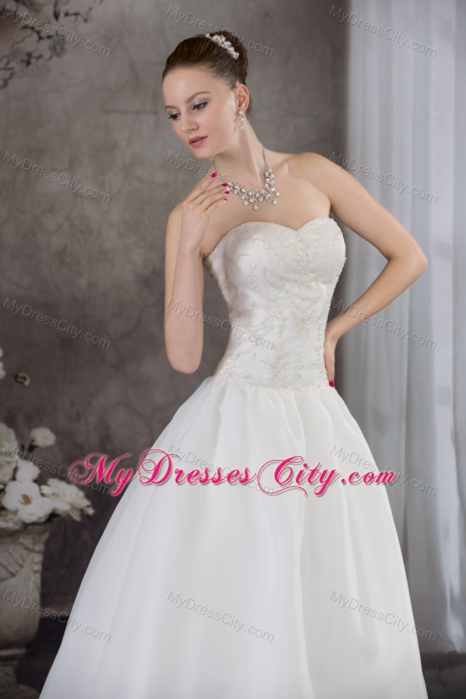 A-line Sweetheart Organza Beading Wedding Anniversary Dress