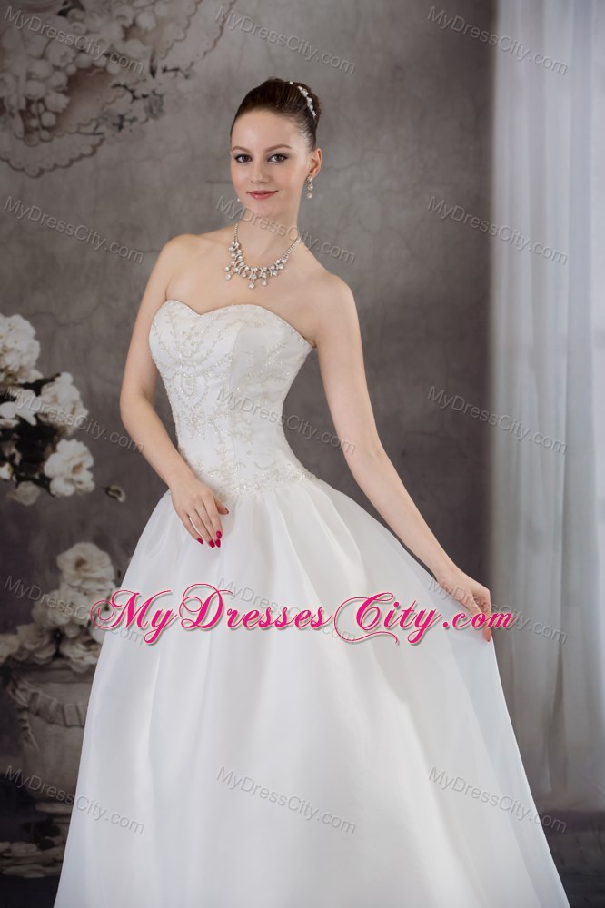 A-line Sweetheart Organza Beading Wedding Anniversary Dress