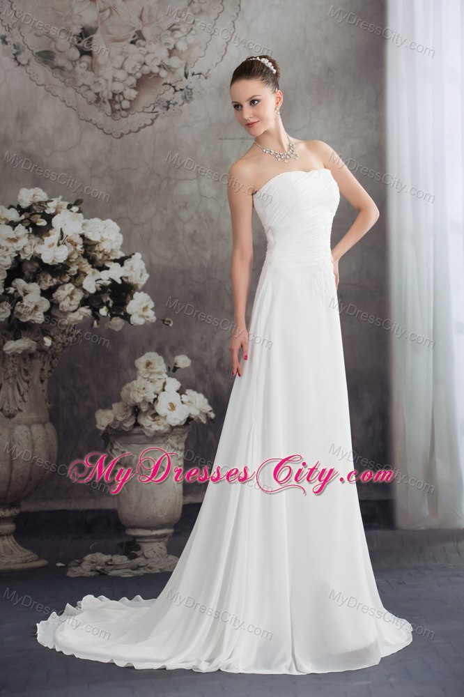 Beaded Decorate Empire Sweetheart Court Train Bridal Dress