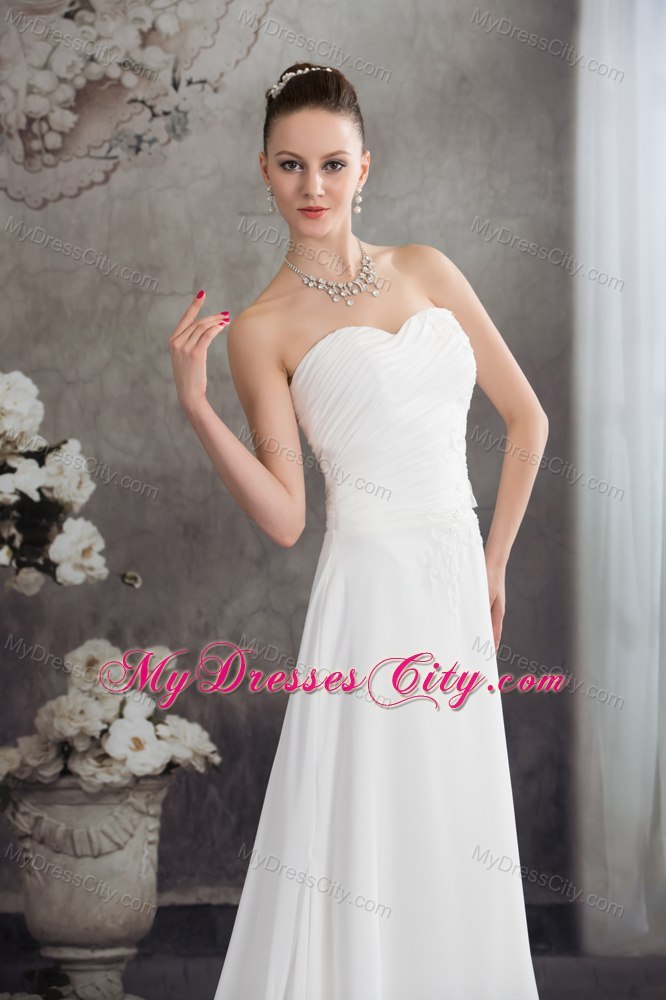 Beaded Decorate Empire Sweetheart Court Train Bridal Dress