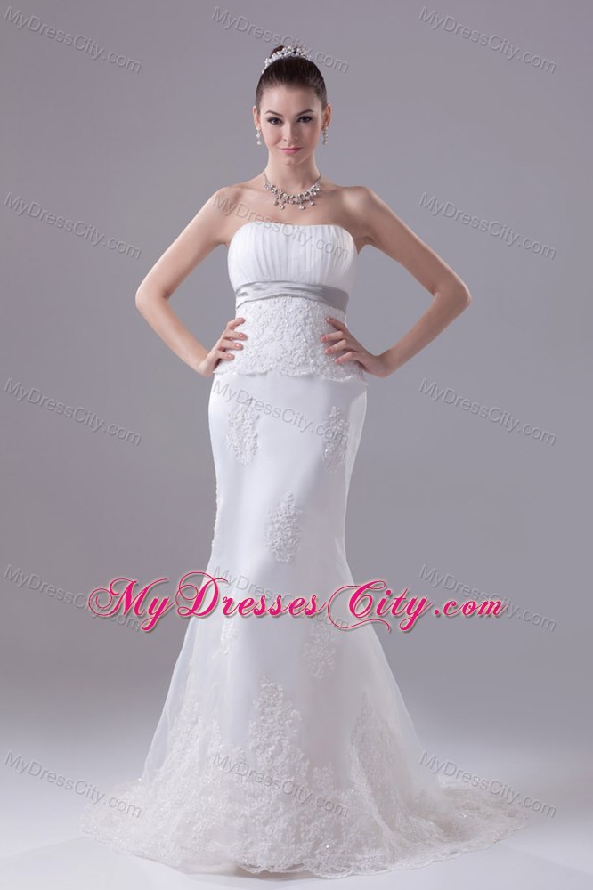 Mermaid Strapless Fitted Appliques Hottest Church Wedding Dress