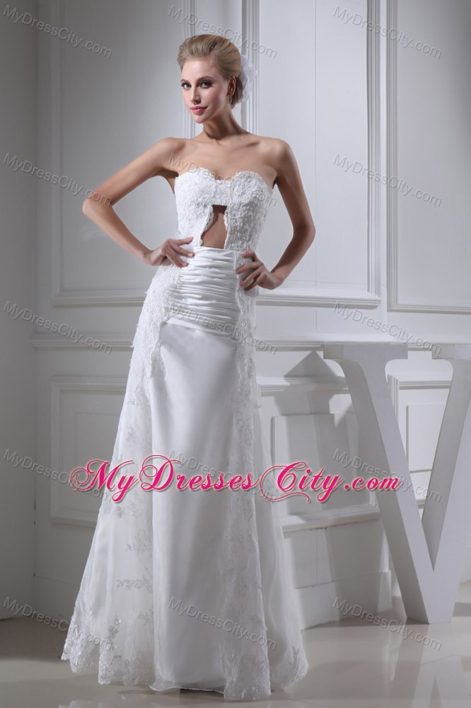 Sexy Sweetheart Lace Ruching Bridal Dress with Cutouts