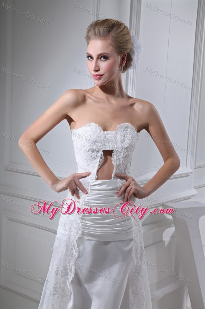 Sexy Sweetheart Lace Ruching Bridal Dress with Cutouts