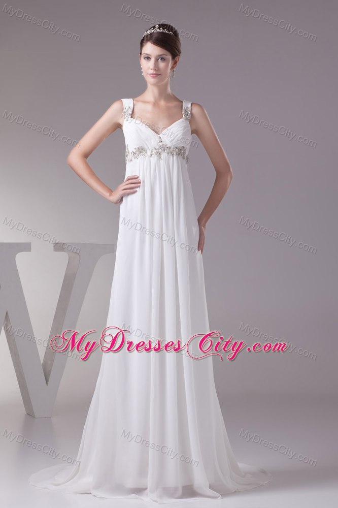 Appliques Straps Empire Maternity Wedding Dress For 2013