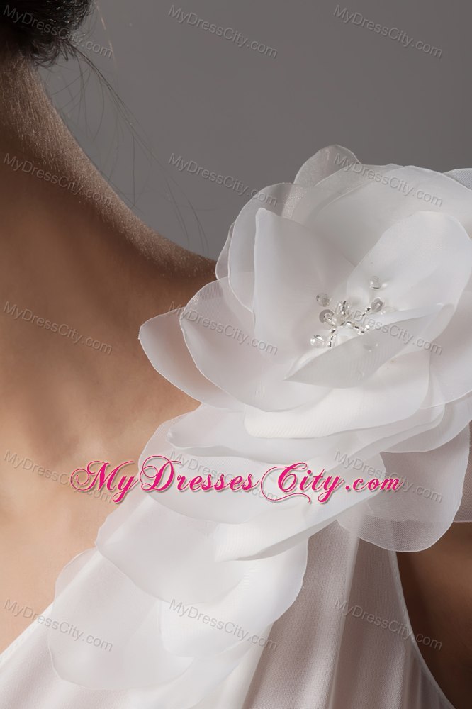 One Shoulder Flowers Long Fitted Wedding Reception Dress