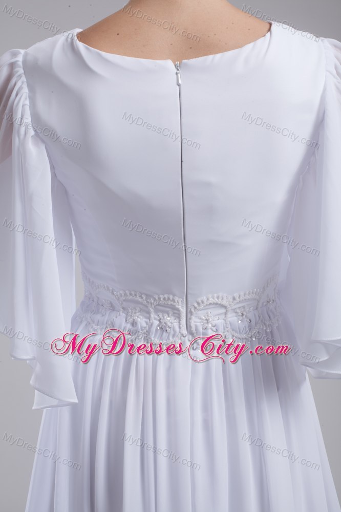 Perfect Half Sleeves Empire V-neck Ruching Garden Wedding Dress