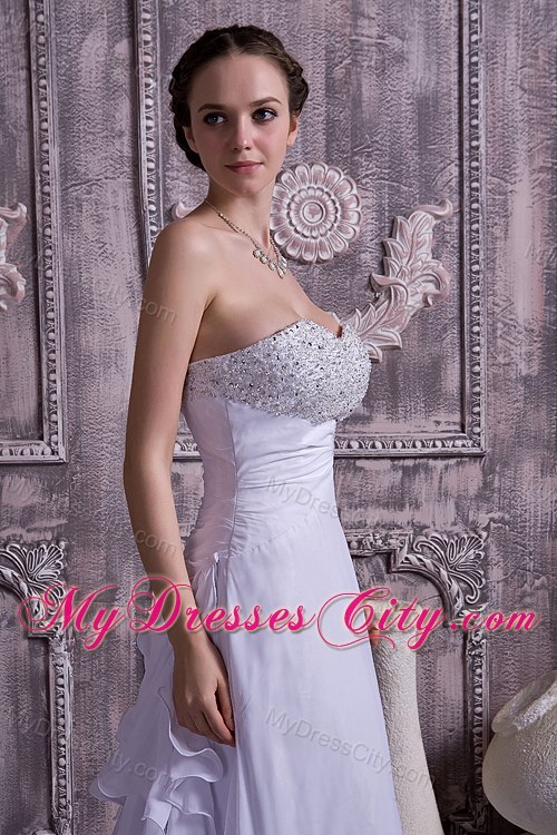 Beaded Empire Sweetheart Court Train Chiffon Bridal Gown