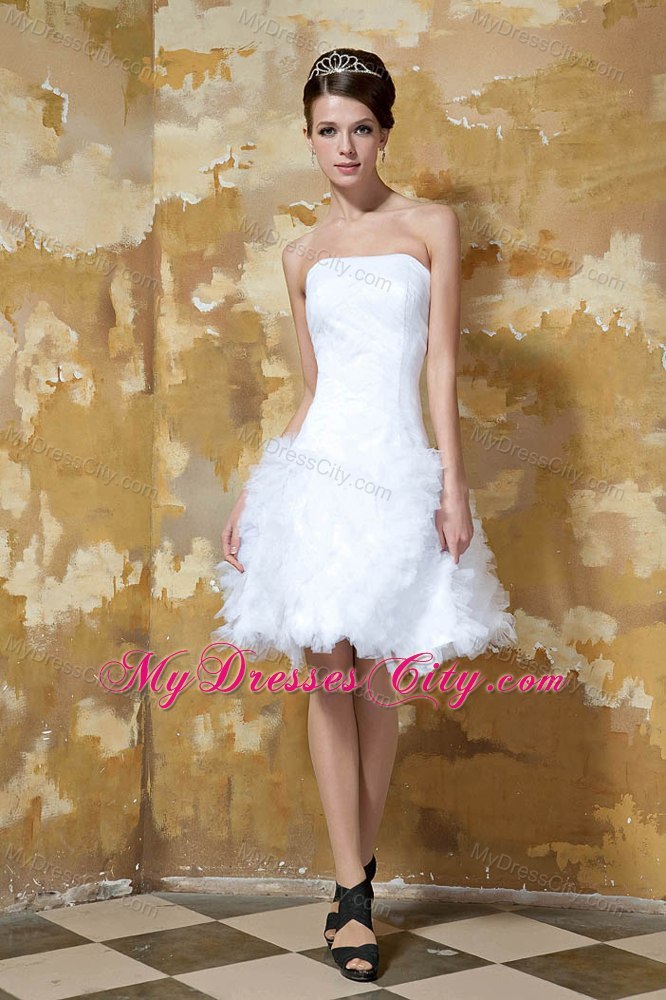 Ruffles Knee-length Strapless 2013 Short Cheap Beach Wedding Dresses