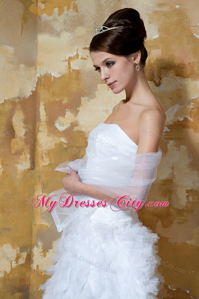 Ruffles Knee-length Strapless 2013 Short Cheap Beach Wedding Dresses