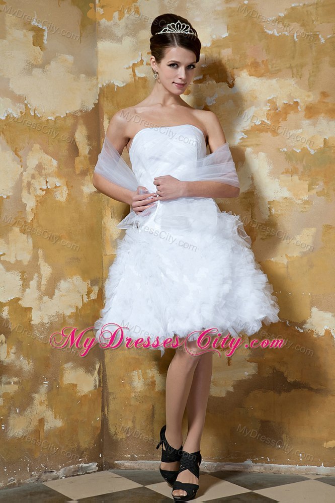 Ruffles Knee-length Strapless 2013 Short Cheap Beach Wedding Dresses