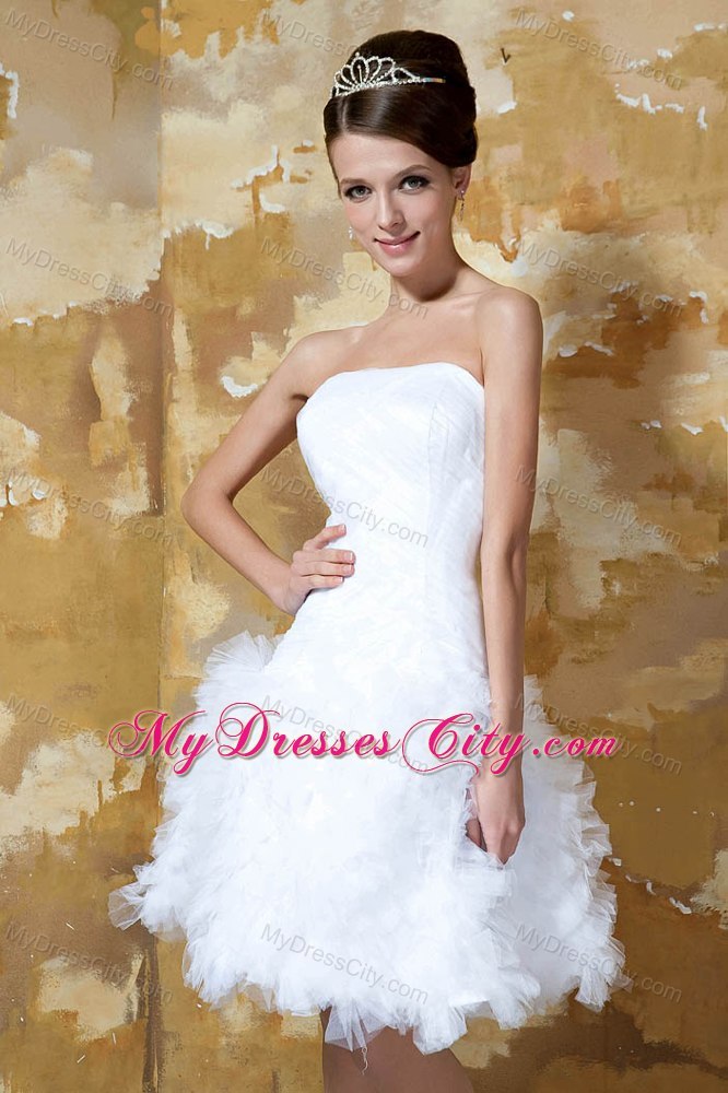 Ruffles Knee-length Strapless 2013 Short Cheap Beach Wedding Dresses