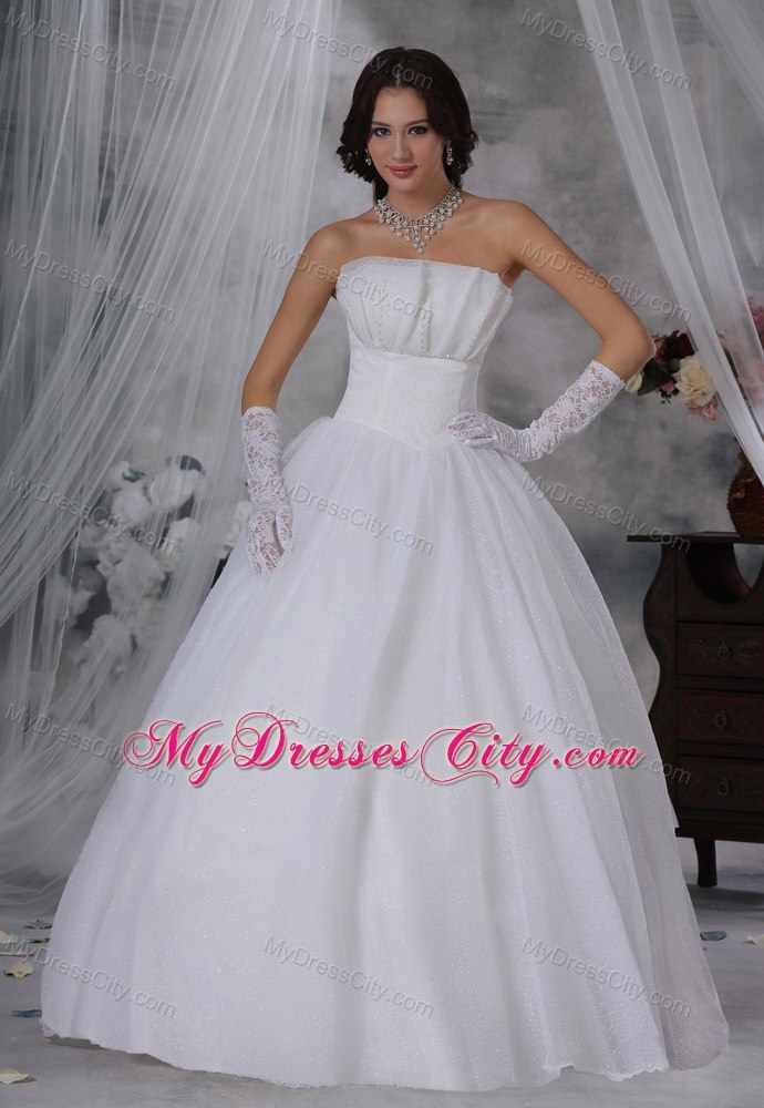 Beaded Strapless Organza Ruched Simple 2013 Wedding Reception Dress