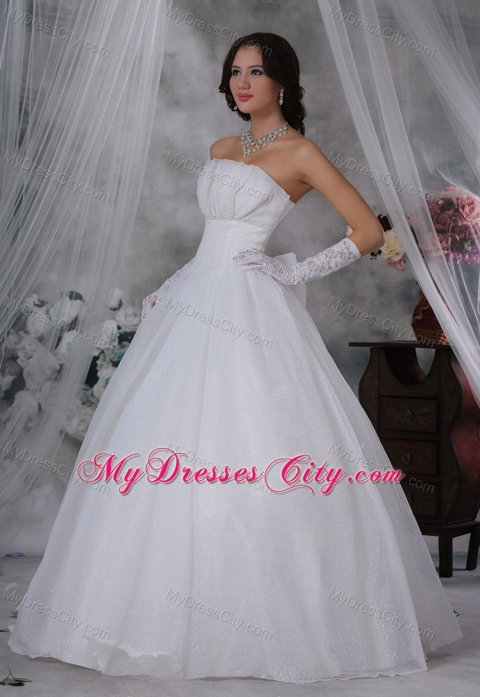 Beaded Strapless Organza Ruched Simple 2013 Wedding Reception Dress