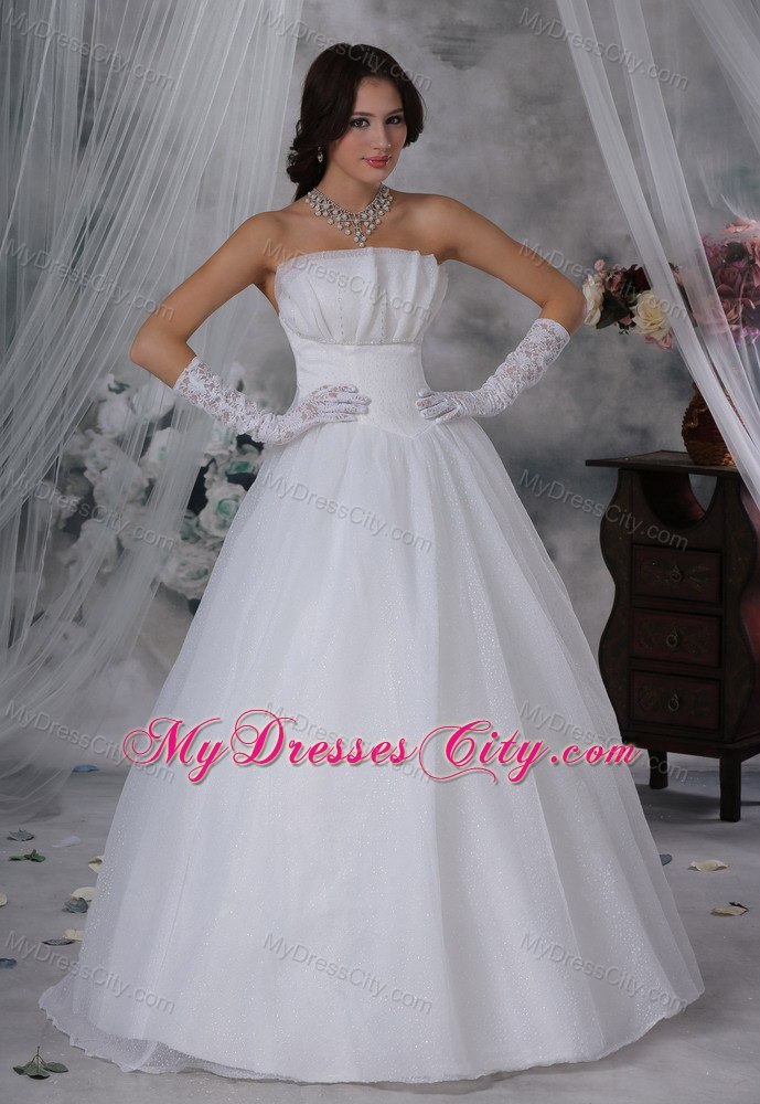 Beaded Strapless Organza Ruched Simple 2013 Wedding Reception Dress