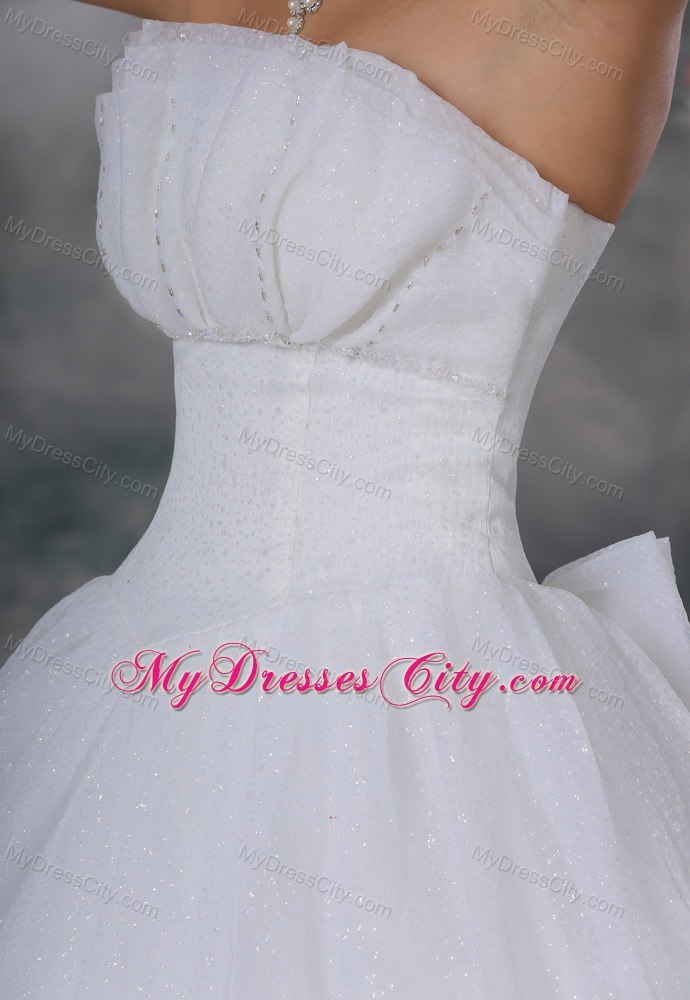 Beaded Strapless Organza Ruched Simple 2013 Wedding Reception Dress