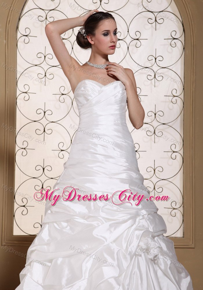 Elegant Chapel Train Pick Ups Sweetheart Wedding Bridal Gown for Church