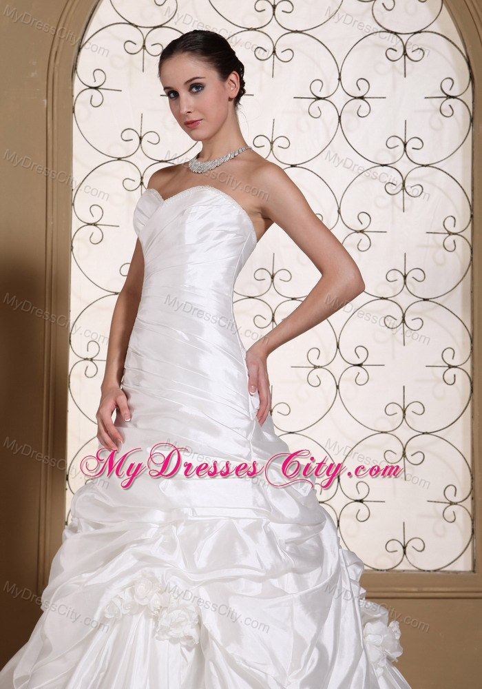 Elegant Chapel Train Pick Ups Sweetheart Wedding Bridal Gown for Church