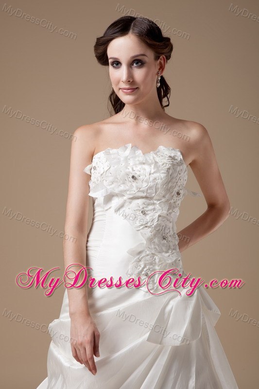 Appliques Sweetheart Brush Train Taffeta 2013 Wedding Bridal Gown