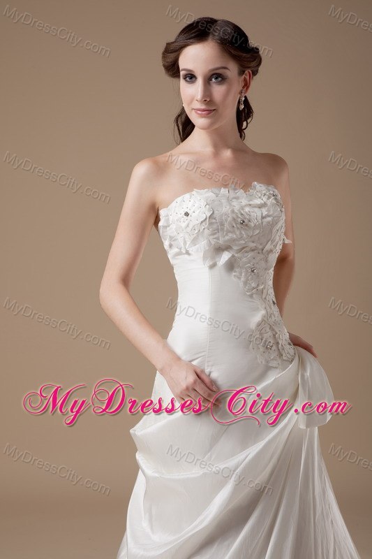 Appliques Sweetheart Brush Train Taffeta 2013 Wedding Bridal Gown