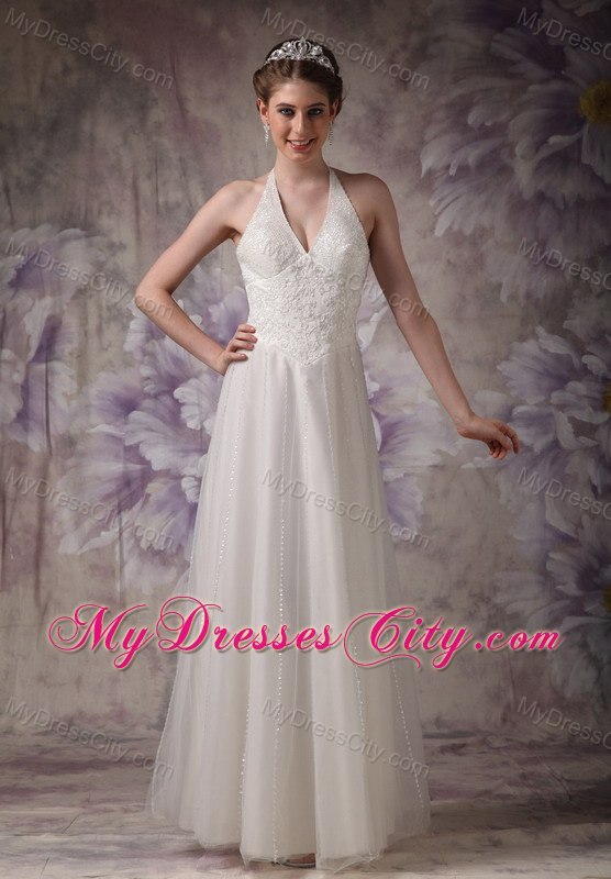 Pretty Embroidery with Beading for 2013 Halter Empire Dress for Brides